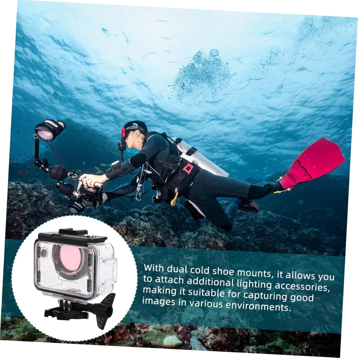 SHINEOFI Camera Housing with Dual Cold Shoe Mounts Transparent Protective Shell for Digital