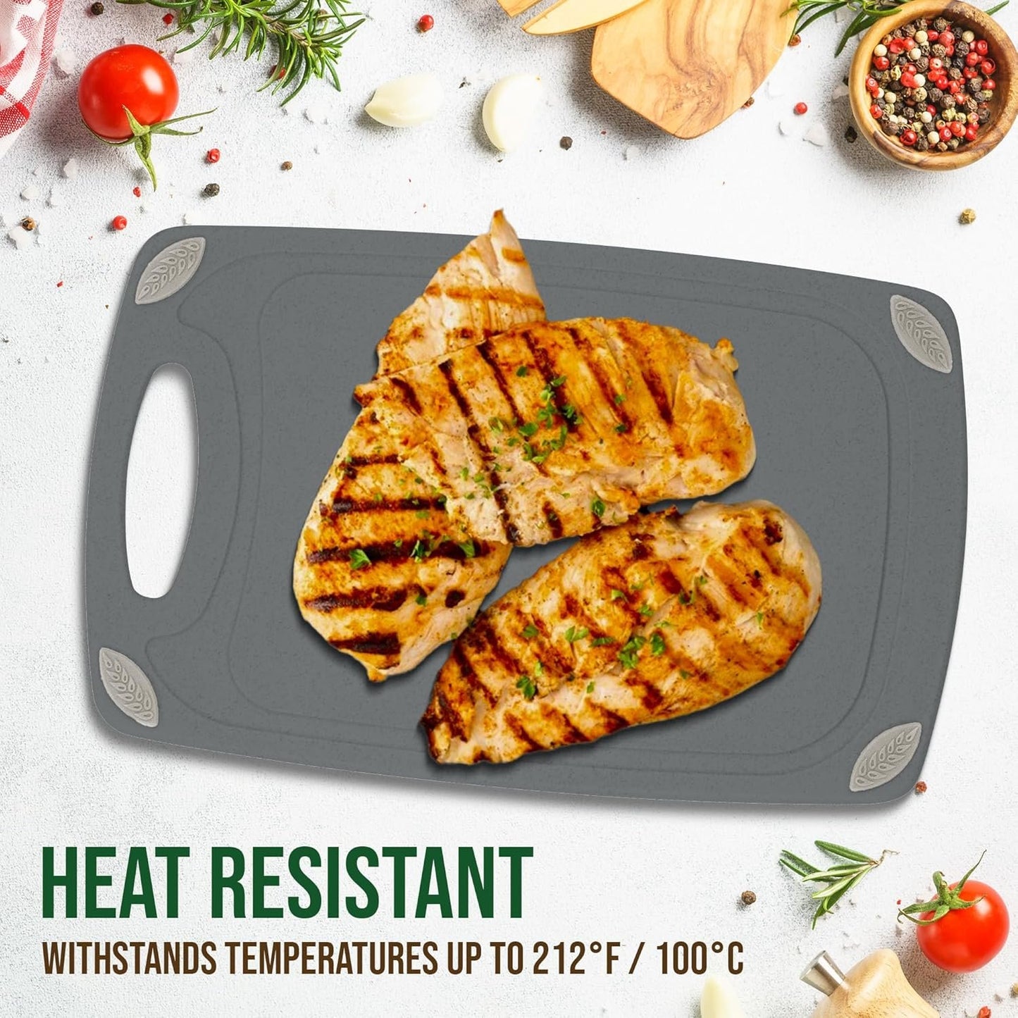 AXIOM CREATIONS 2-Piece Reversible Cutting Board Set Made from Natural Food Grade Wheat Straw Material - Eco-Conscious Alternative to Plastic - Gluten Free & BPA Free Chopping Boards for Kitchen