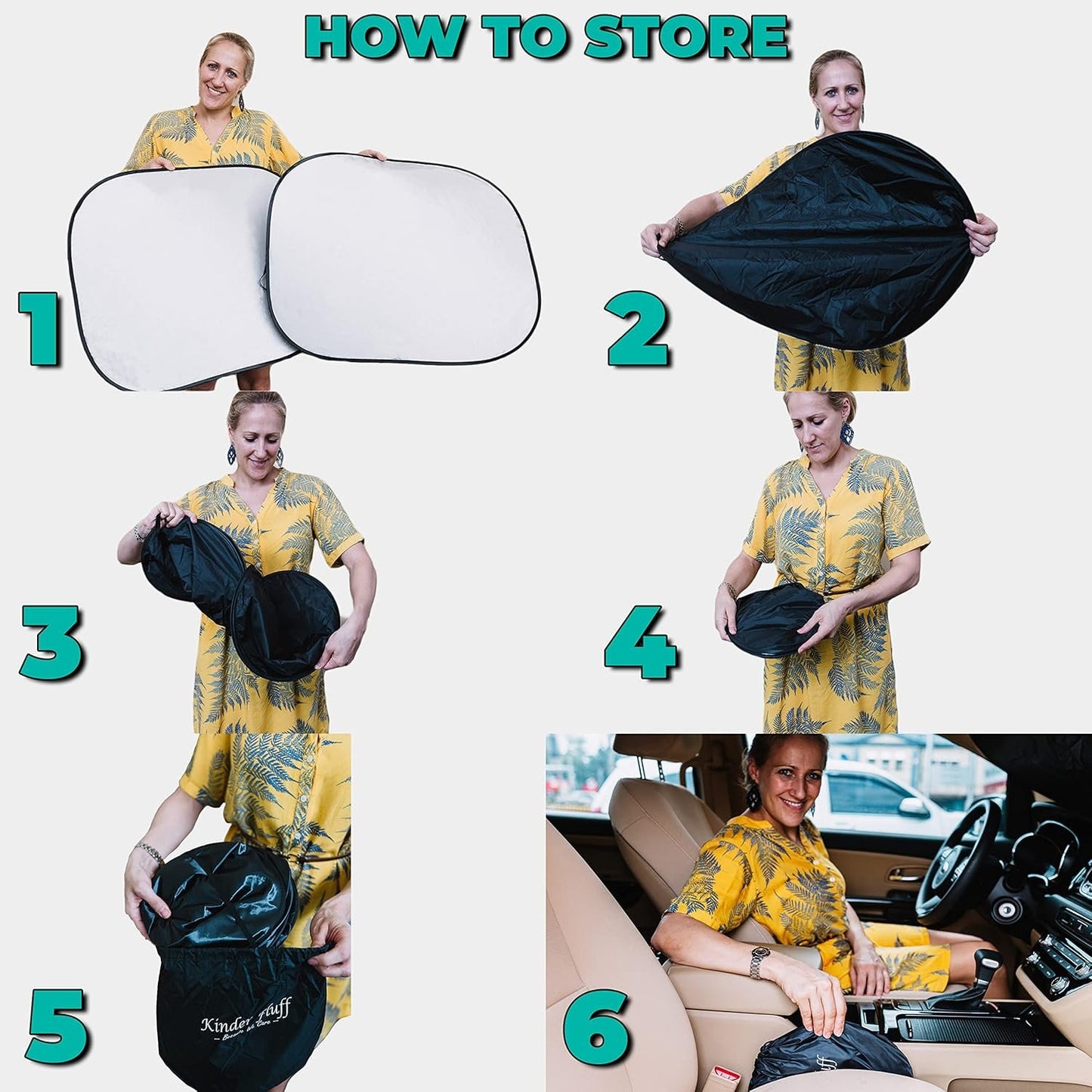 Kinder Fluff Windshield Sun Shade -Certified Automotive Accessories Blocking 99.87% UVR- Sunshades Protector for Steering Wheel, Car Seat & Car Accessories Interior - Window Shade (Large)