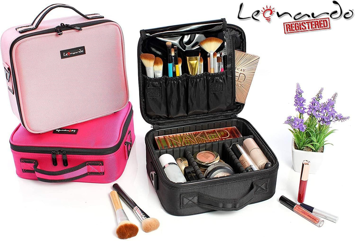 Leonardo LEO50819 Makeup Case Small Professional Makeup Bag for Travel Cosmetics for Make-up Artist Small without Mirror
