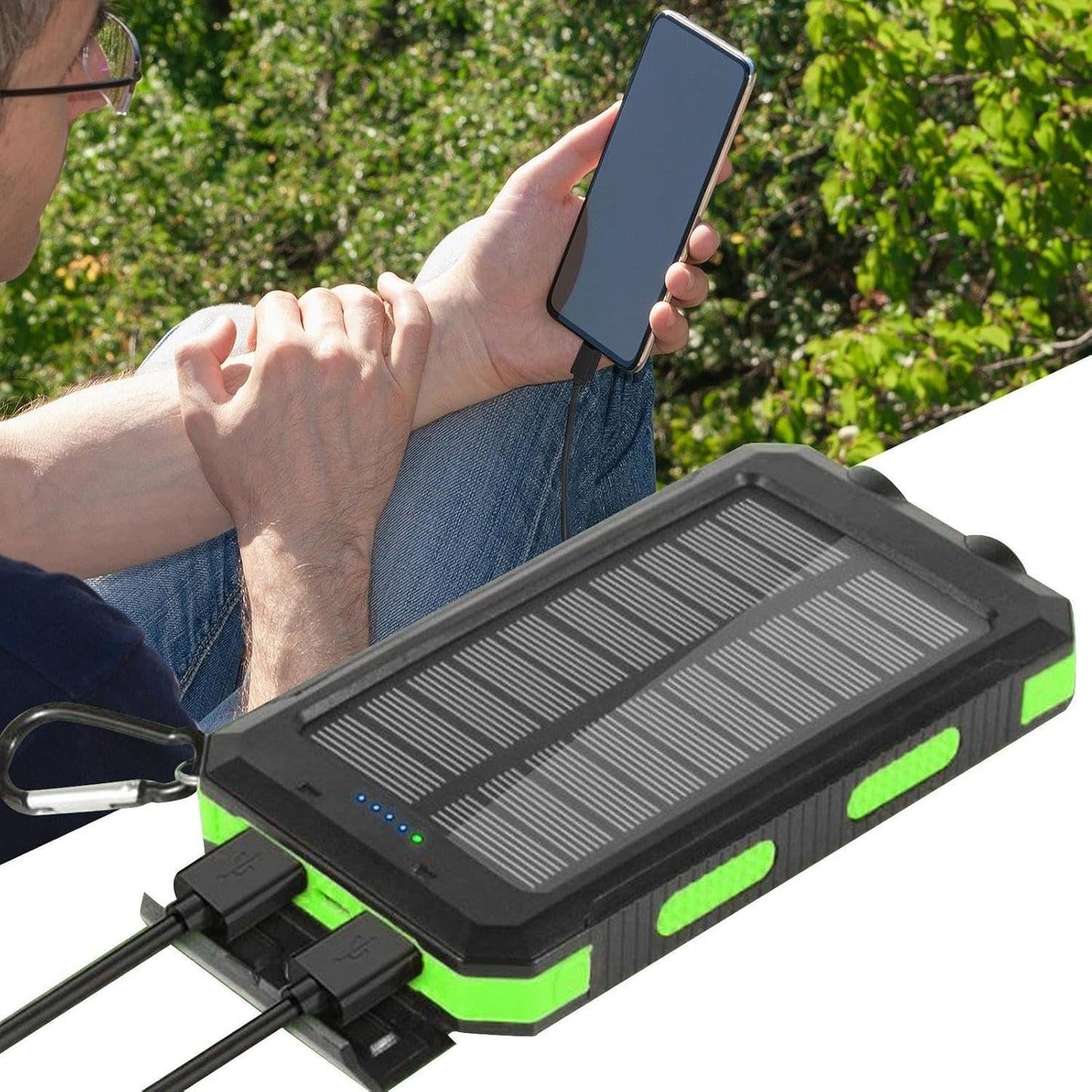 Solar Powered Charger | 20000mAh Portable Solar Fast Charger - Waterproof Battery Pack with Flashlight Survival Gear for Hiking, Explorer & Cell Phone