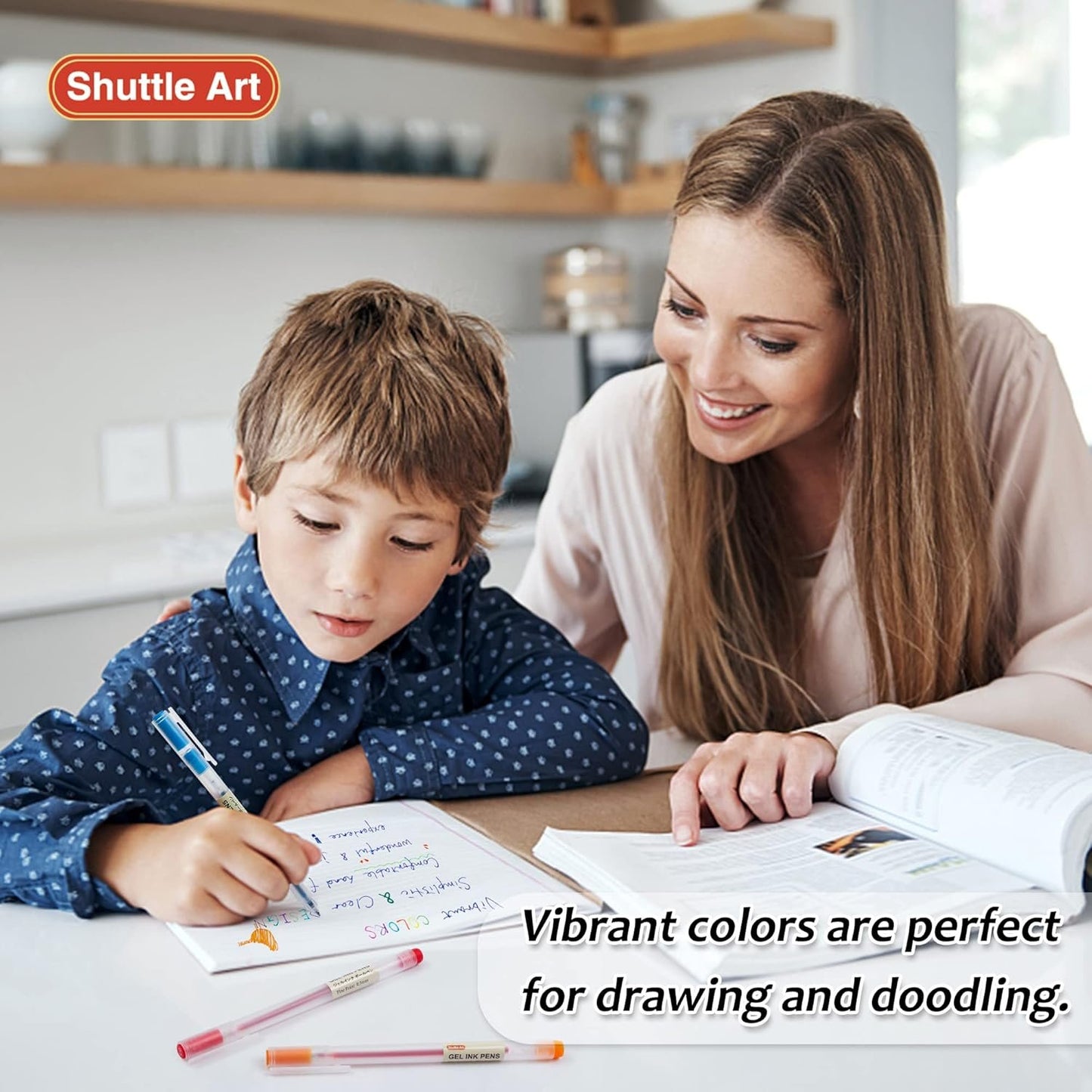 Shuttle Art Gel Ink Ball Point Pens, 15 Colors Japanese Style Pens, 0.5mm Fine Ballpoint Pens Quick Drying for Writing Journaling Home, School and Office Stationery Supply