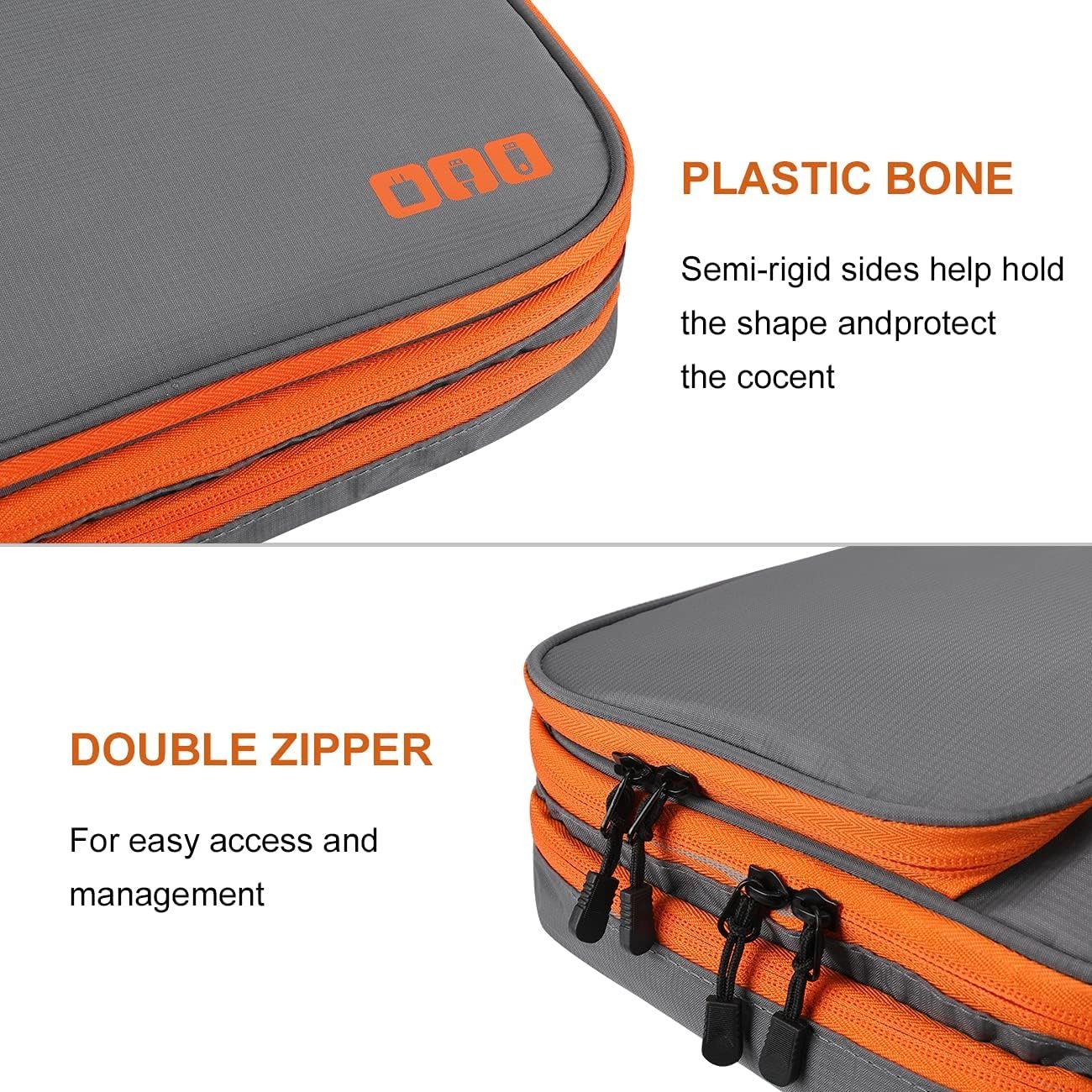Travel Cable Organizer Bag, 3 Layer X-Large Capacity Electronics Accessories Cord Storage Case Bag for Cables, SD Card,Chargers, Power Bank, Cellphone,Tablet, Grey, X-Large