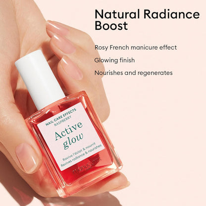 Manucurist Healthy Glow Duo - Active Glow Raspberry (Pink) Repairing Nail Polish Care & Complete Nail & Cuticle Serum - 2 in 1 Nail Strengthener Polish - Plant-Based Formula - Beauty Gift for Women