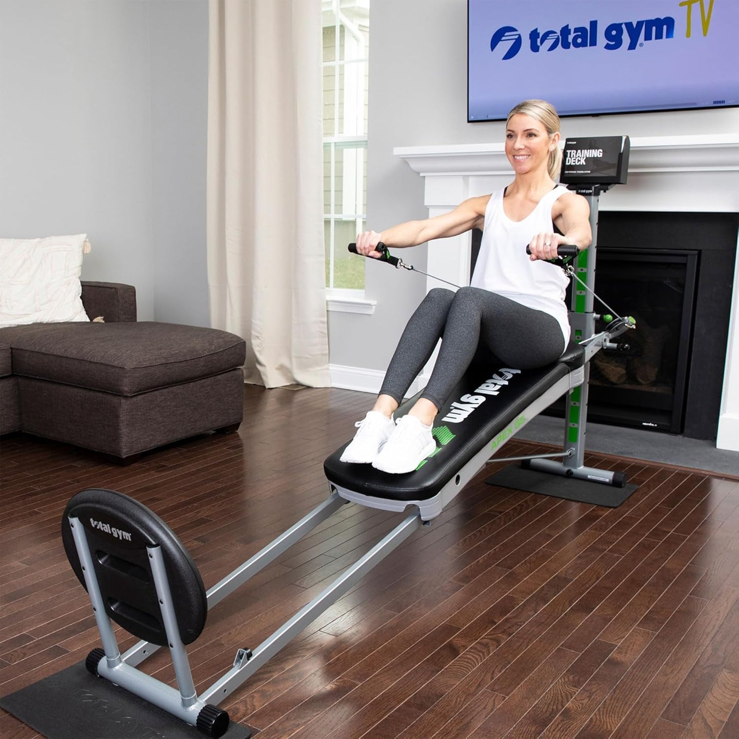 Total Gym APEX Versatile Indoor Home Workout Total Body Strength Training Fitness Equipment with 6, 8, or 10 Levels of Resistance and Attachments