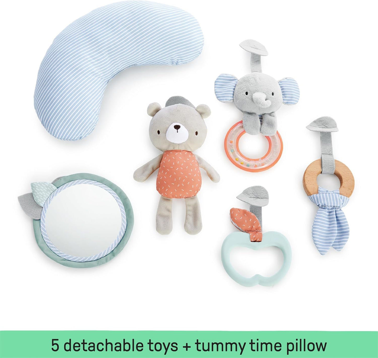 Ingenuity Cozy Spot Reversible Duvet Activity Gym & Play Mat with Wooden Toy bar - Loamy, Newborn and up