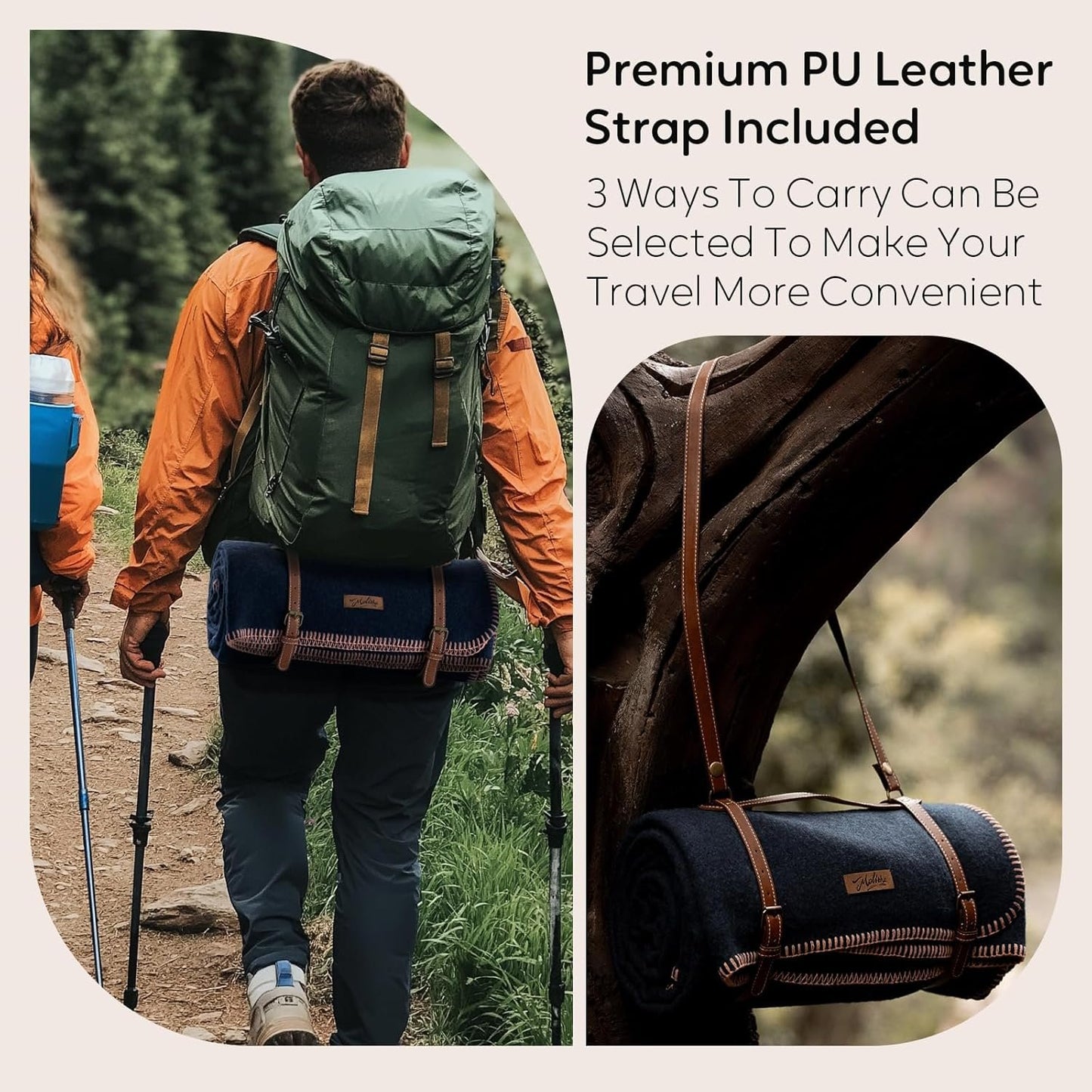 Molithe 100% Wool Blanket, 62" x 86", Warm, Thick, Washable, Military Wool Blanket, Great for Camping, Outdoors, Sporting Events, Survival Kits