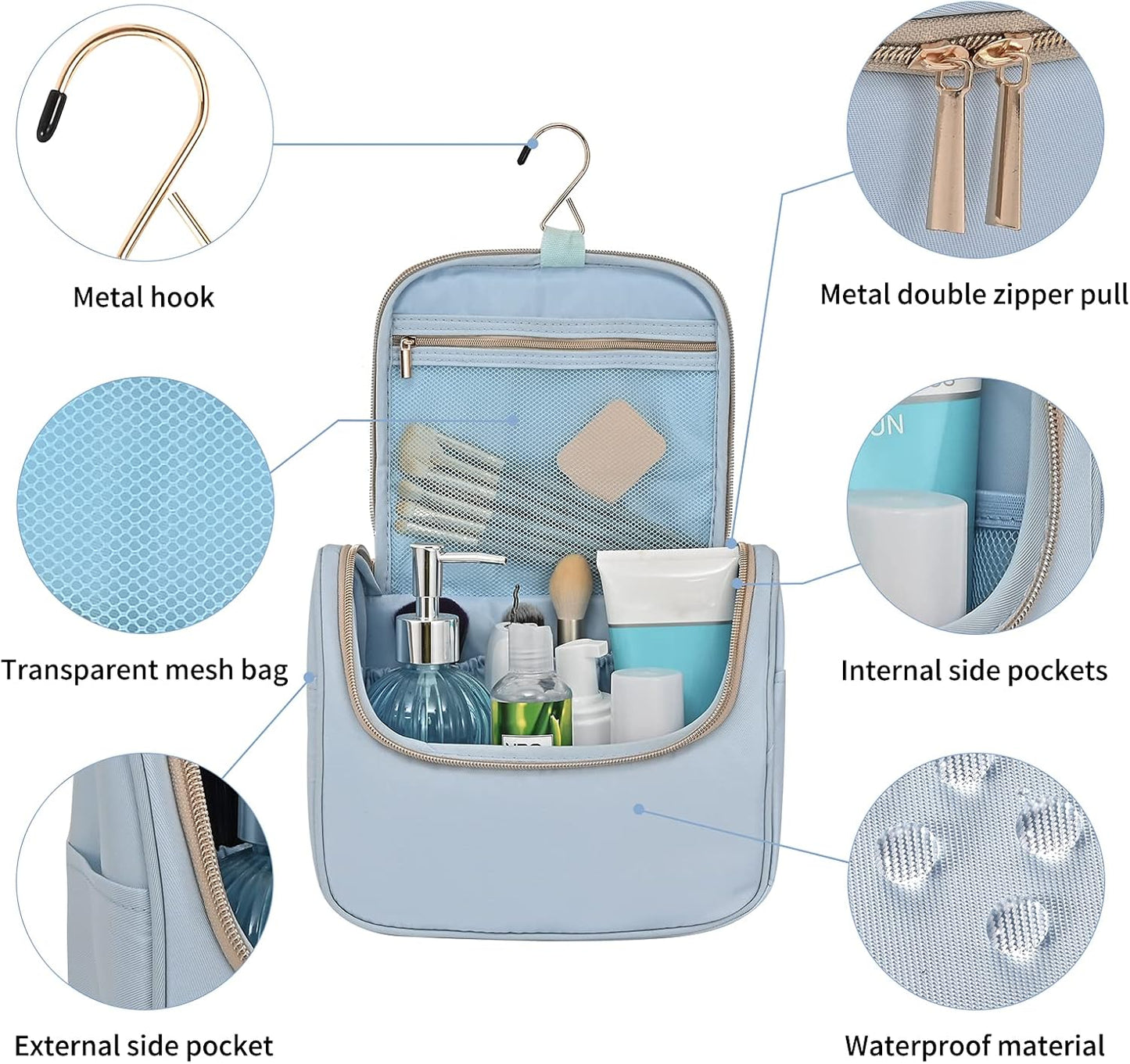 Makeup Bag Travel Cosmetic Bag Hand-Portable Girl Cosmetic Bag For Women Large Toiletry Bag Organizer, Blue, XX, Gg061