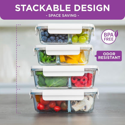 HOLDN’ STORAGE Vacuum Food Storage Containers, Set of 6 Glass Containers plus a Manual Vacuum Pump – Keep Food Fresh Longer, BPA-Free Glass, Leak-Proof. (2 Size Pack: Four Container - Electronic Pump)