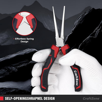 3-Piece Mini Pliers Set - Long Nose Needle-Nose & Diagonal Plier Jewelry Pliers for Crafting Carbon Steel Rust-Resistant Ergonomic Grip 4.5" & 5.5" for Home DIY Car Outdoor Emergency Kit