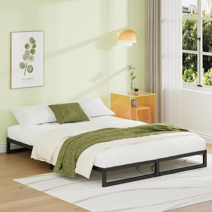 EMODA 7 Inch Queen Bed Frame No Box Spring Needed Heavy Duty Metal Platform BedFrame Queen Size with Steel Slats, Easy Assembly, Black