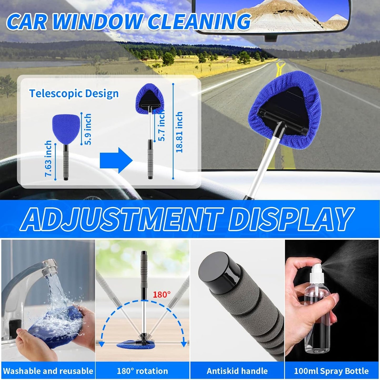 Car Cleaning Kit,Car Interior Detailing Kit with High Power Handheld Vacuum,Detailing Brush Set,Windshield Cleaning Tool,Microfiber Applicator,Towels,Complete Car Cleaning Supplies (Blue)