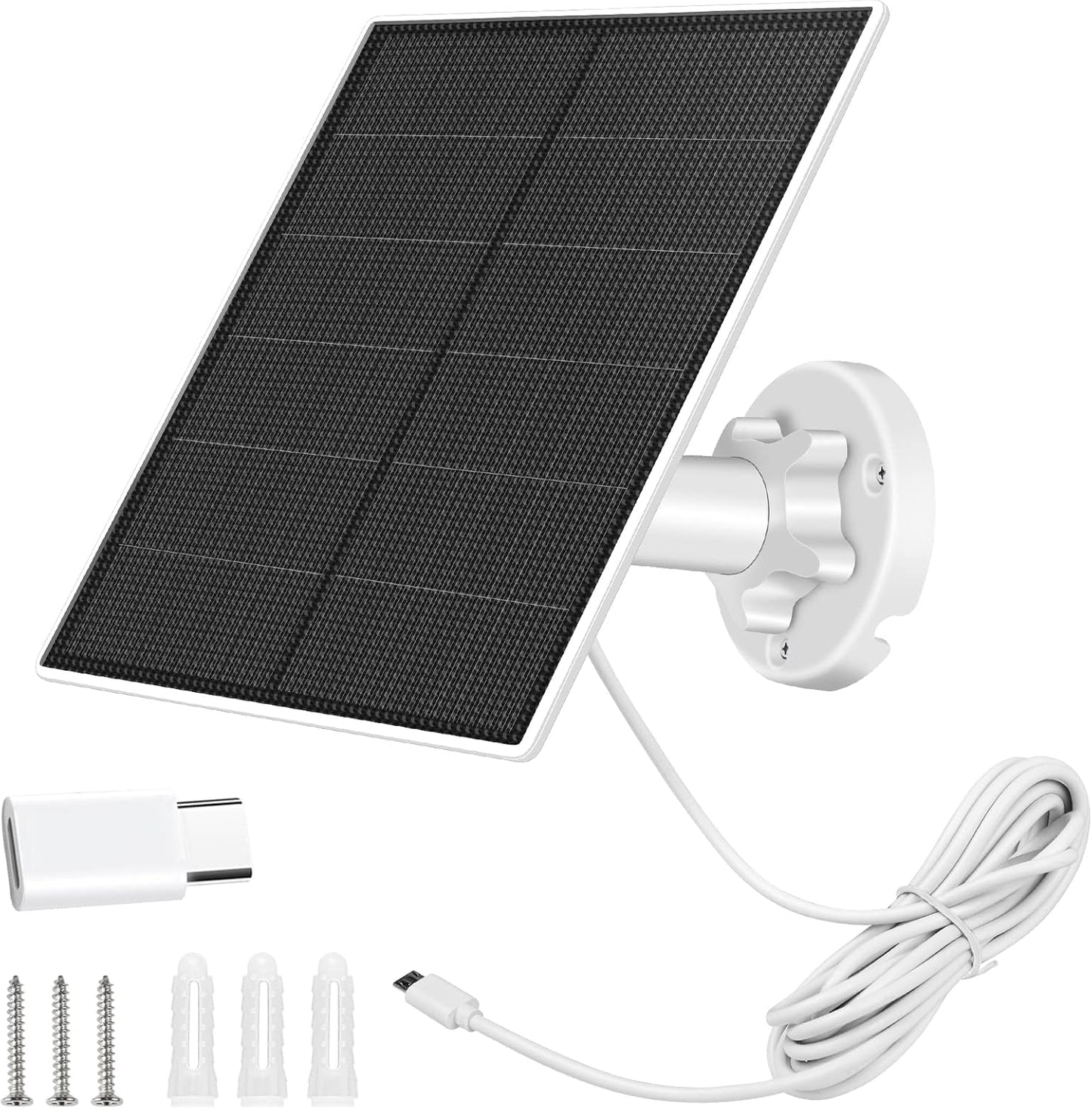 SANKABA Solar Panel for Security Camera,5W USB DC 5V Camera,Micro & USB-C Port Panel,IP65 Waterproof Charger Camera with 360° Adjustable Mounting SANKABA-000010