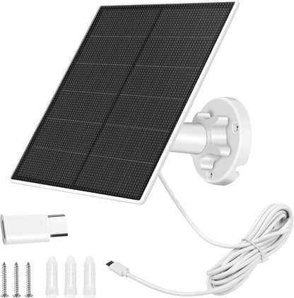 SANKABA Solar Panel for Security Camera,5W USB DC 5V Camera,Micro & USB-C Port Panel,IP65 Waterproof Charger Camera with 360° Adjustable Mounting SANKABA-000010