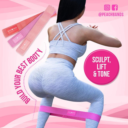 Peach Bands Hip Band Set - Fabric Booty Resistance Bands for Leg and Butt Workouts
