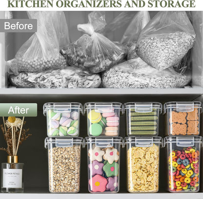 GoMaihe Airtight Food Storage Containers with Lids: 25pcs Plastic Food Containers | Kitchen & Pantry Organizers and Storage for Cereal, Flour, Sugar, Snacks, Labels, Marker