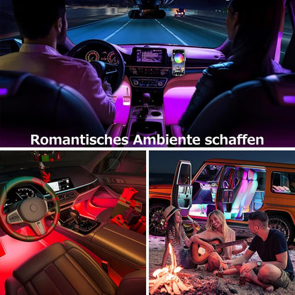AIGUOZER Car Interior Lighting, Waterproof 48 LEDs, LED Strips Car with USB Port, Car Accessories Interior for Men and Women Car Decoration
