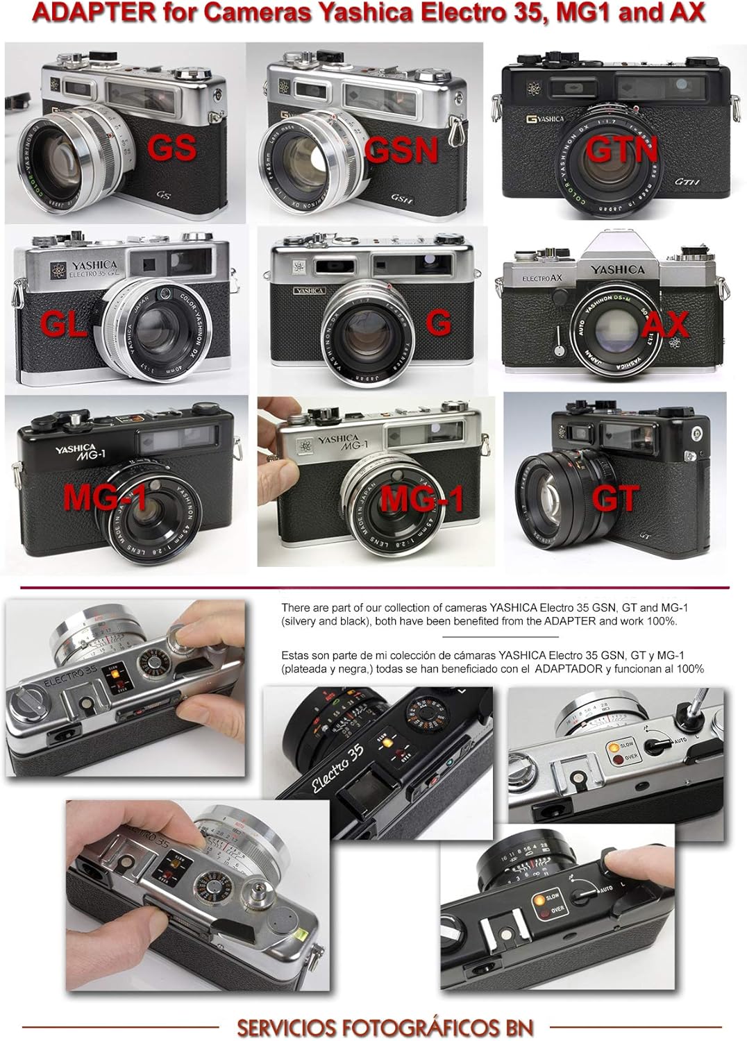 Adaptor + Battery for Yamaha Electro 35 (GL, GSN, GTN, GT, G, GS), MG-1 and AX SLR - (PX32 to 4LR44)