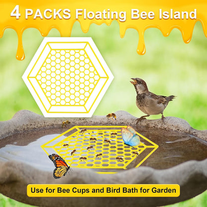letesult 4 Pack Floating Bee Island, 7.1 Inch Bee Watering Station, Bee Bath Bee Drinking Station Bee Waterer and Butterfly Water Stations Butterfly Feeders for Outdoors Thirsty Pollinators Feeding