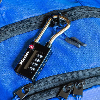 Master Lock Padlock, Set Your Own Combination TSA Accepted Luggage Lock, 1-5/16 in. Wide, 4696D, Black