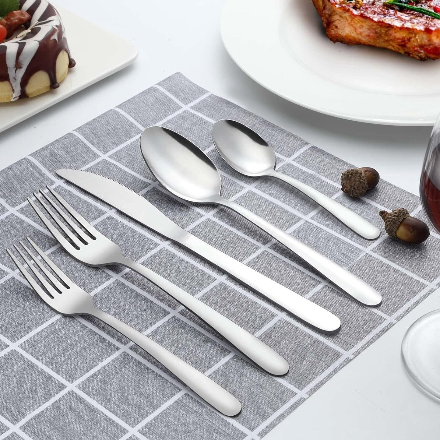 Cutlery Set for 4 People, APEO 20 Piece Food-Grade Stainless Steel Flatware Set, Silverware Set Includes Forks, Spoons and Knives, Utensils Set for Family/Party/Restaurant, Dishwasher Safe