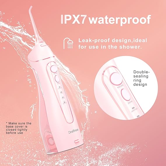 Oralfree Water flosser Teeth Picks - Dental Braces Cordless Oral Irrigator Portable Rechargeable Travel Irrigation Cleaner IPX7 Waterproof Electric Professional Flossing Teeth Cleaning for Home