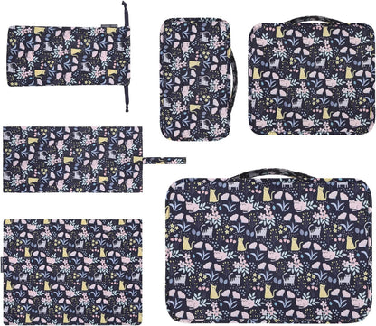 Dizdvizd Travel Cubes, Set of 6 Cube Organizers, Travel Organizer Bags, Suitcase Organizer - Cat