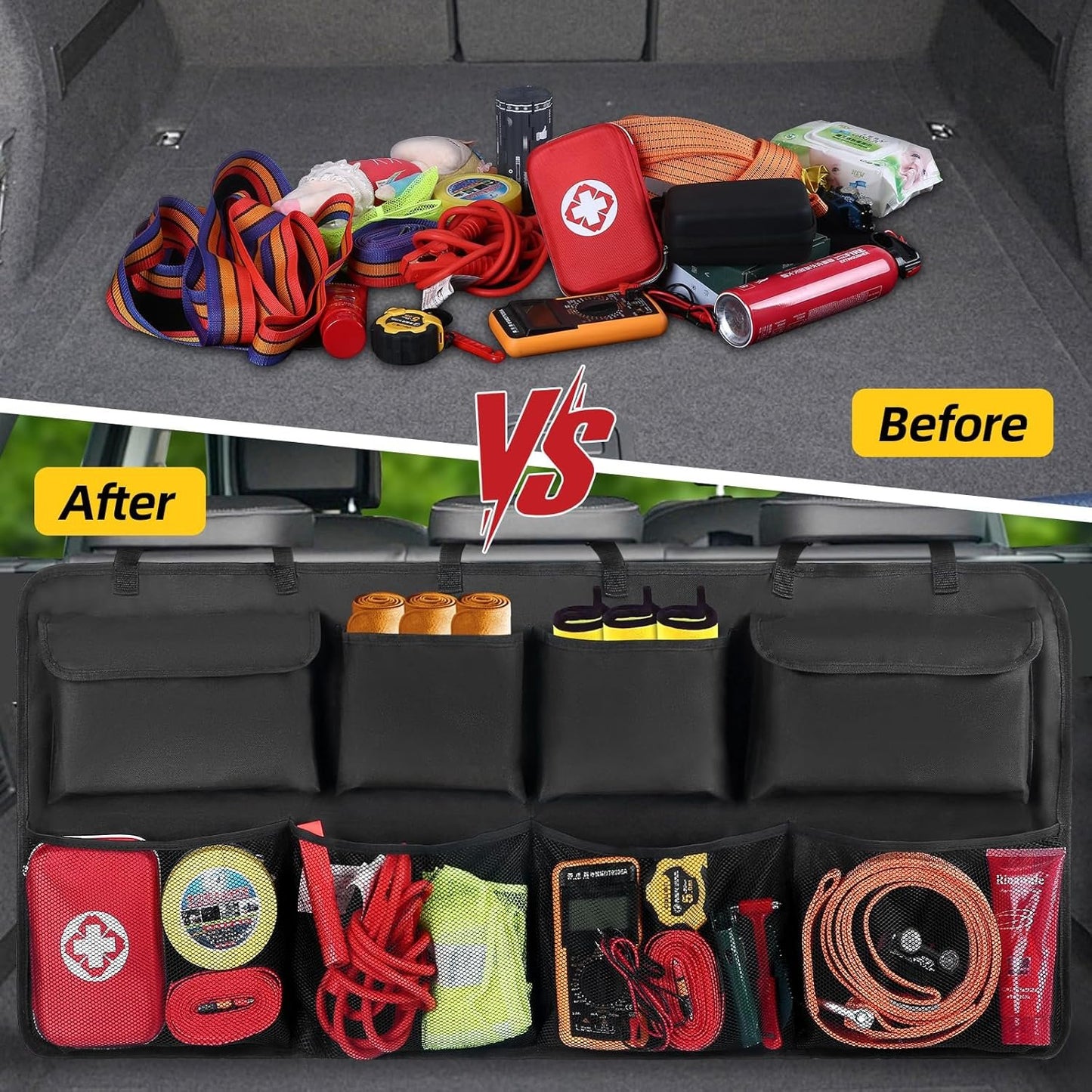 Car Trunk Organizer, Backseat Hanging Organizer with 8 Large Storage Bag Super Capacity for SUV,Truck,Van -Your Space Saving Expert