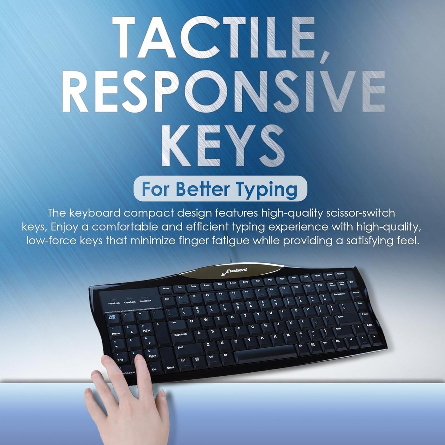 Evoluent R3K Reduced Reach Right-Hand Keyboard with Wired USB Connection