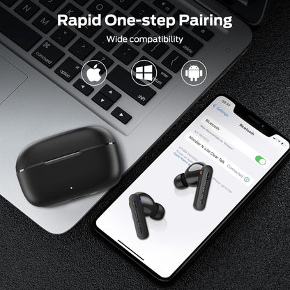 Monster N-Lite Clear Talk Wireless Earbuds Bluetooth 5.3 Headphones with CVC 8.0 Noise Reduction, IPX8 Waterproof, 60H Playtime, Fast Charging for Sport, Small, Ash Black