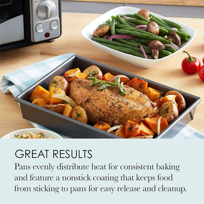 Chicago Metallic 8044 Non-Stick Toaster Oven Set, 4-Piece