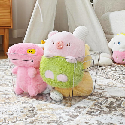 Feshory 4 Pack Extra Large Clear Pantry Storage Containers Organiser(XL) for Closet, Pantry, Under Sink, Bathroom - Plastic Storage Bins with Handle for Cupboard Kitchen & Home Organisation