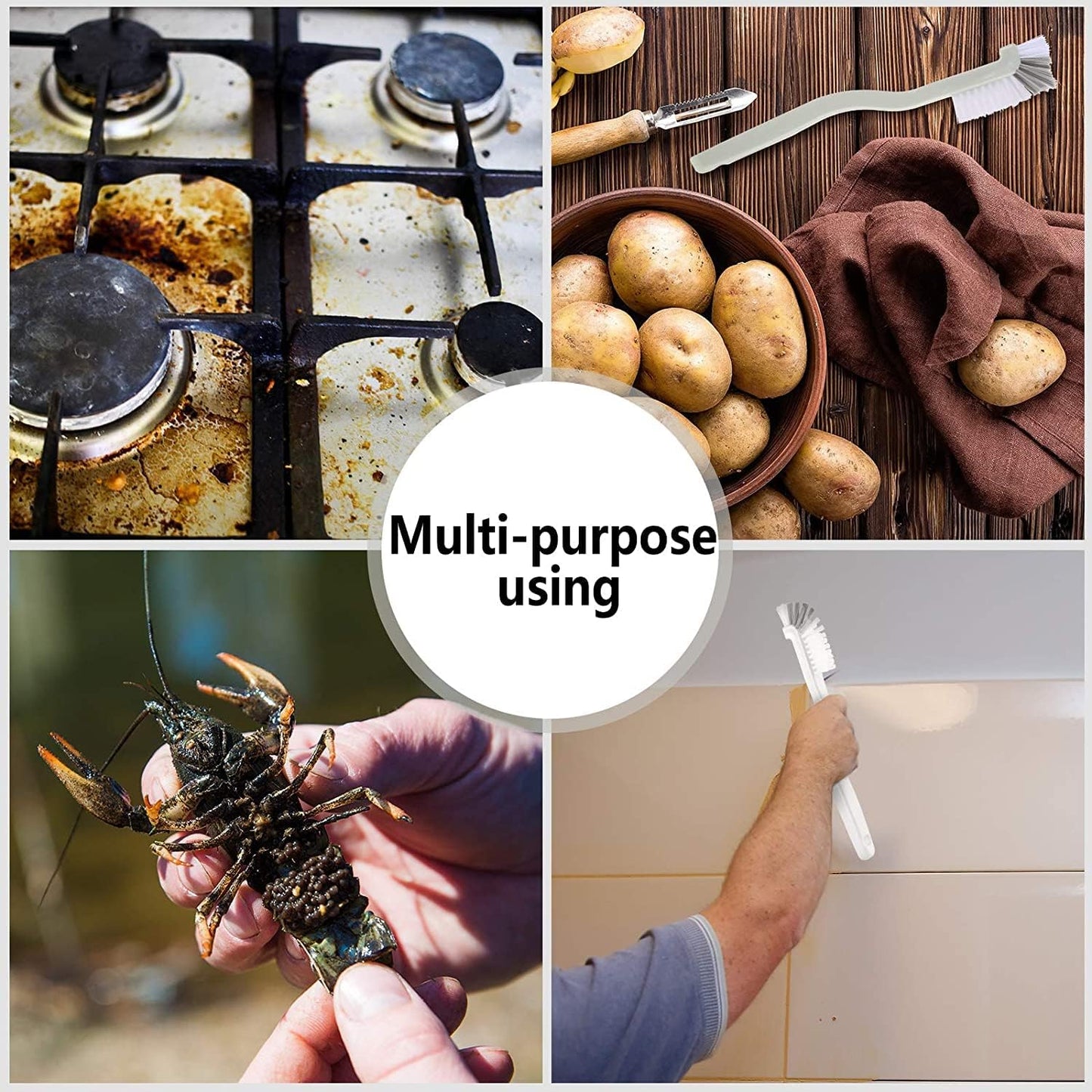 DABOBOTOOL4 Pieces Cleaning Brush Small Scrub Brush for Cleaning Bottle Sink Kitchen Brush, Edge Corner Grout Bathroom Cleaning Brushes, Sliding Door or Window Cleaning Brush