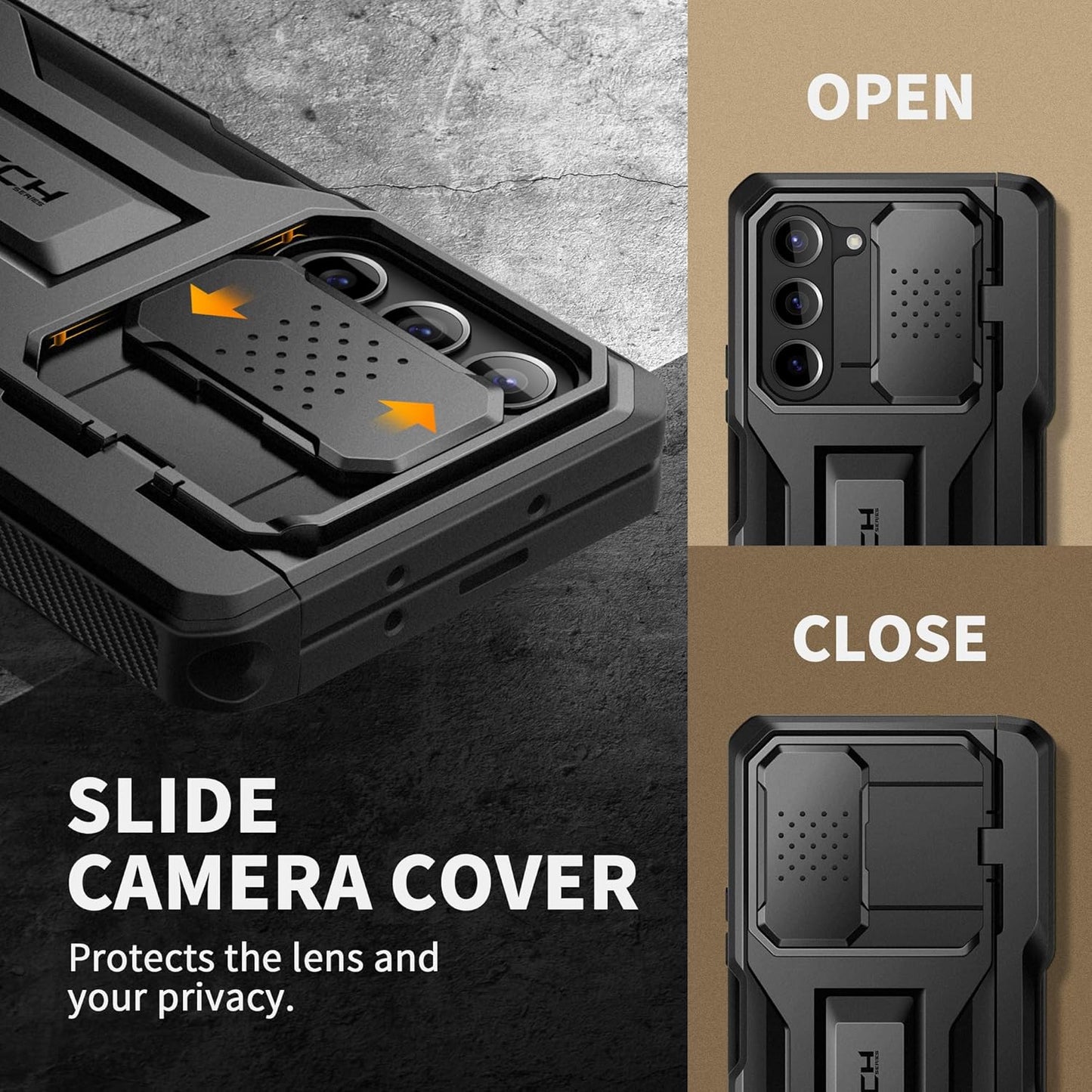 TONGATE for Z Fold 5 Case, [with Privacy Screen Protector & Slide Camera Cover] [S Pen Holder & Hinge Protection] Military Drop Phone Case for Samsung Galaxy Z Fold 5 with Stand & Belt Clip, Black