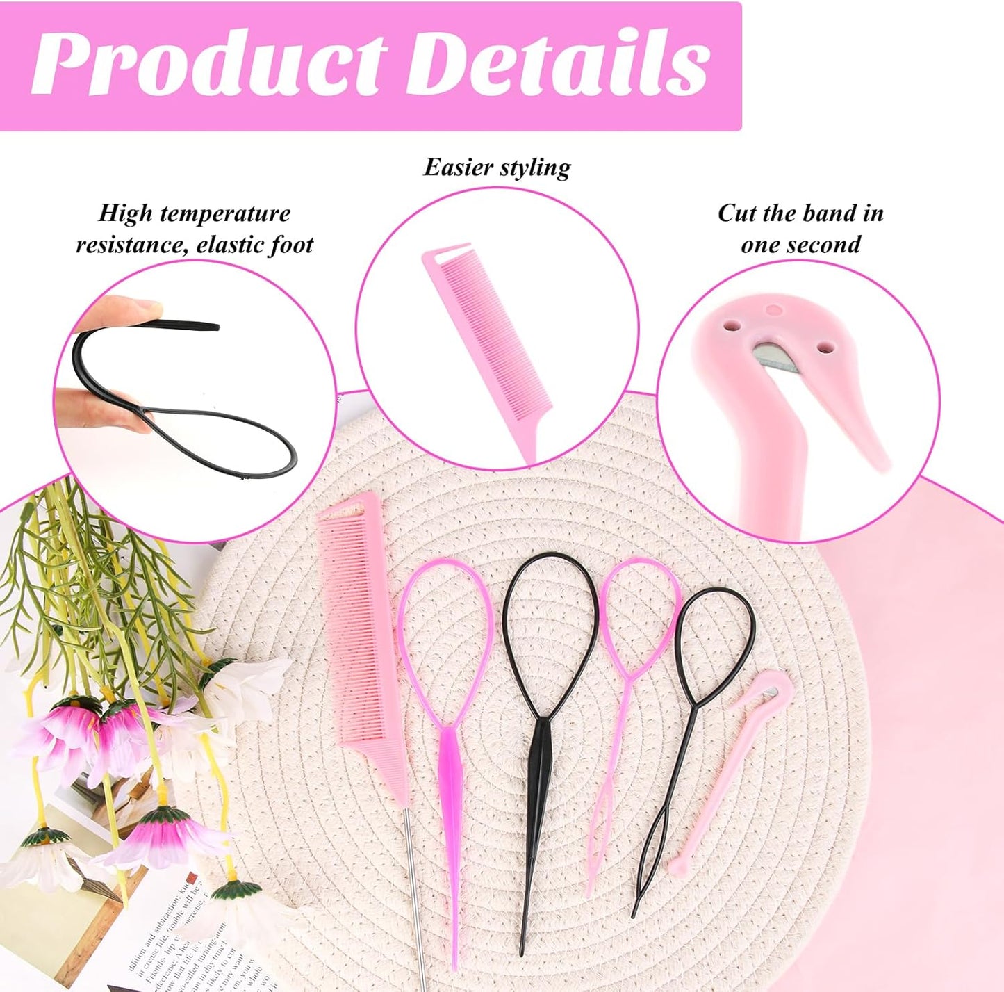 Women's Hair Accessories Set - 6 Pieces, DIY Styling and Styling Tools, Headbands and Twist for Fantastic Looks