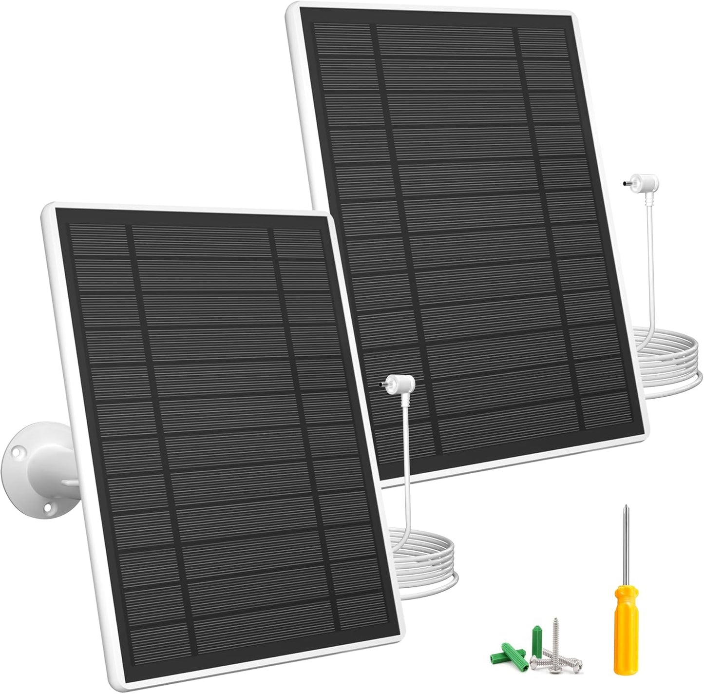 7W Solar Panel Charger for Ring Stick Up Cam Battery & Spotlight Cam Battery, 5V Continuous Solar Power for Ring Camera, 3.5mm Plug to Device, 13ft Cable IP65 Waterproof, Adjustable Wall Mount 2 Pack