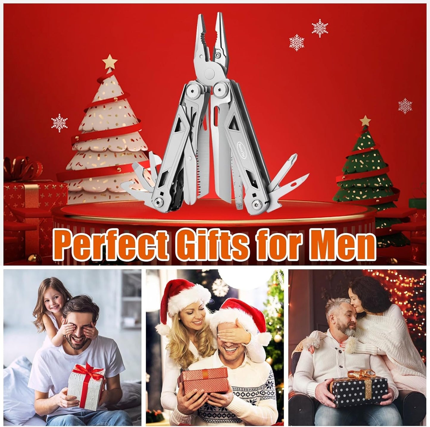 RoverTac 16-in-1 Multi Tool Pocket Knife Multitool Knife Heavy Duty Pliers Scissors Knife Wire Cutter/Stripper Saw Bottle/Can Opener Screwdrivers Multitool for Camping Hiking DIY Perfect for Men Dad