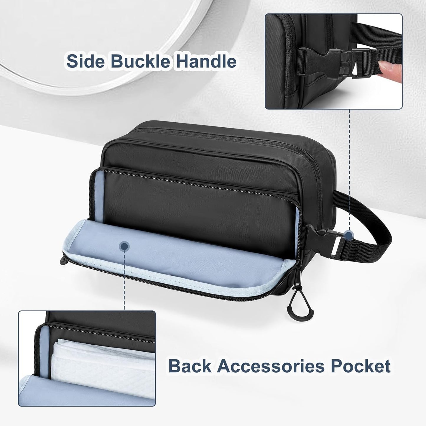 Prokva Men's Toiletry Bag, Tactical Hygiene Bag, Shaving Kit, Toiletry Bag, Large Capacity Toiletry Bag, Black