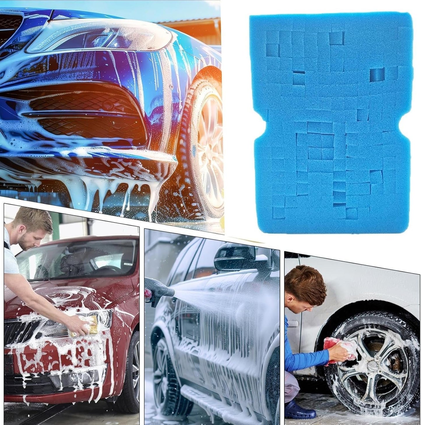 Car Wash Sponge, Non-Scratch Auto Cleaning Brush, Soft Vehicle Scrubber Tool for Sedan Motorcycle Rv Automotive Household Dust Removal and Detailing