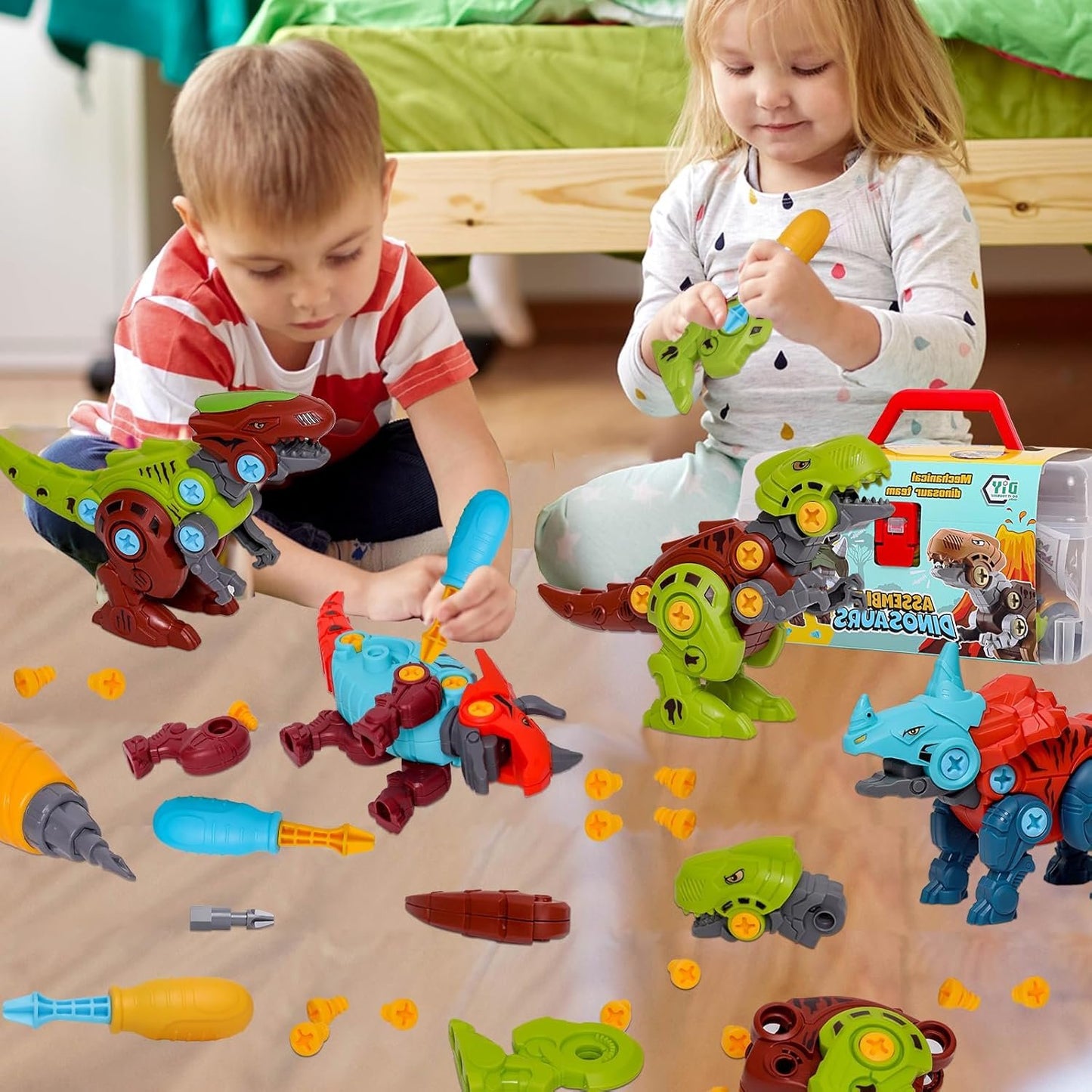 Jaoxikai Take Apart Dinosaur Toy,Educational Building Dinosaur Toy for 3 4 5 6 7 Year Old Kid Boy Girl,STEM Toy Birthday Gift Children Learning Construction Toy with 1 Electric Drill&4 Hand Drill Tool