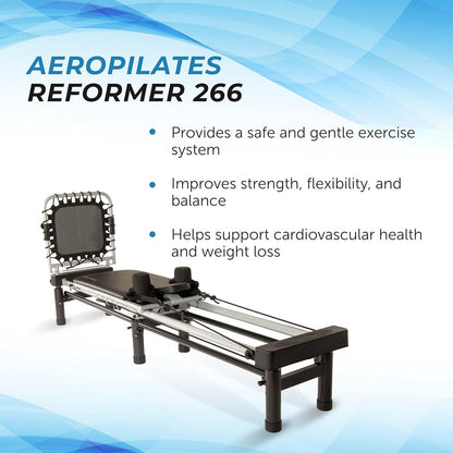 Stamina Products AeroPilates Reformer 651 Whole Body Resistance Pilates Workout Board Machine for Home Gym w/ 10 Inch Stand & Foldable Frame w/ Wheels