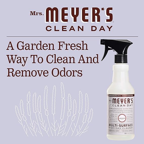MRS. MEYER'S CLEAN DAY Multi-Surface Everyday Cleaner, Cruelty Free Formula, Lavender Scent, 16 oz- Pack of 3
