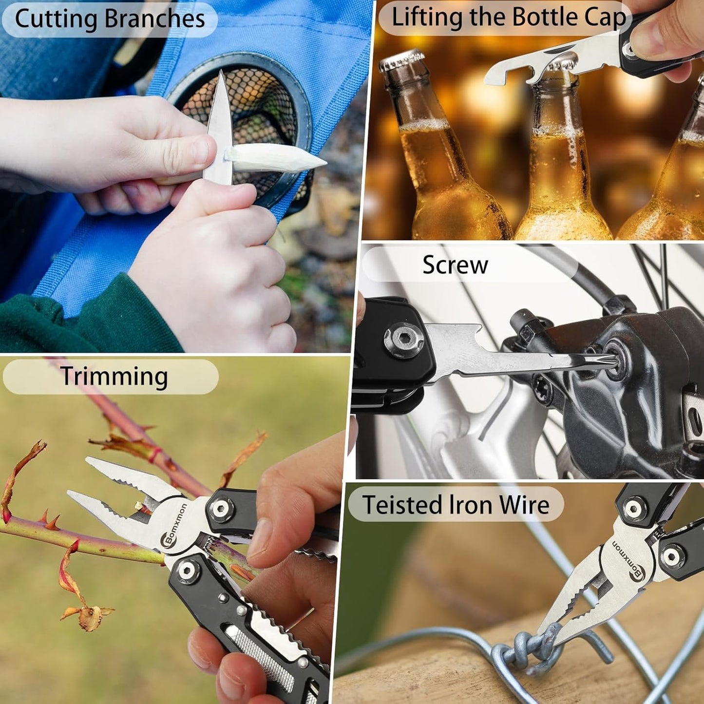 Multitool Pliers 13 in 1, Stainless Steel Multi Tool Pliers Pocket Knife with Safety Lock for Camping Survival Hiking DIY Gifts for Men