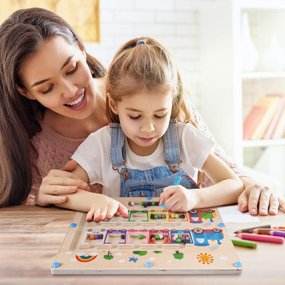 Montessori Toys for 2 Year Old, Magnetic Color and Number Maze, Wooden Toddler Magnet Puzzles for Kids Girls Boys 2-4 3-5, Magnetic Board Train Learning Toys Birthday Gifts