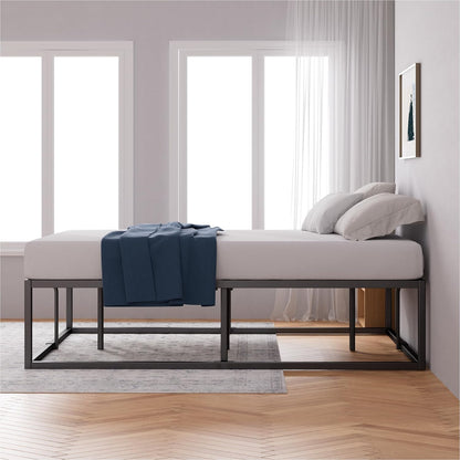 Zinus Joseph 45cm Double Bed Frame with Under Bed Storage and Mattress Base - Industrial Metal Steel, Black