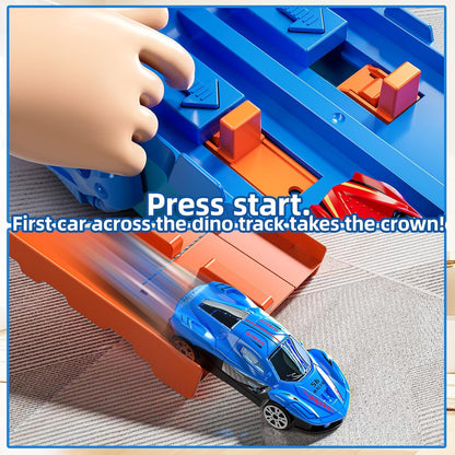 MSKOLER Dinosuar Truck Toy for Kids 3 4 5 6 Years Old - Dinosaur Cars Set, Toy Vehicle, Carrier Truck for Toddlers 3-4 Years, Race Track Set, Birthday Gifts Toys for Boys 3 4 5 6 7 8 Years Old