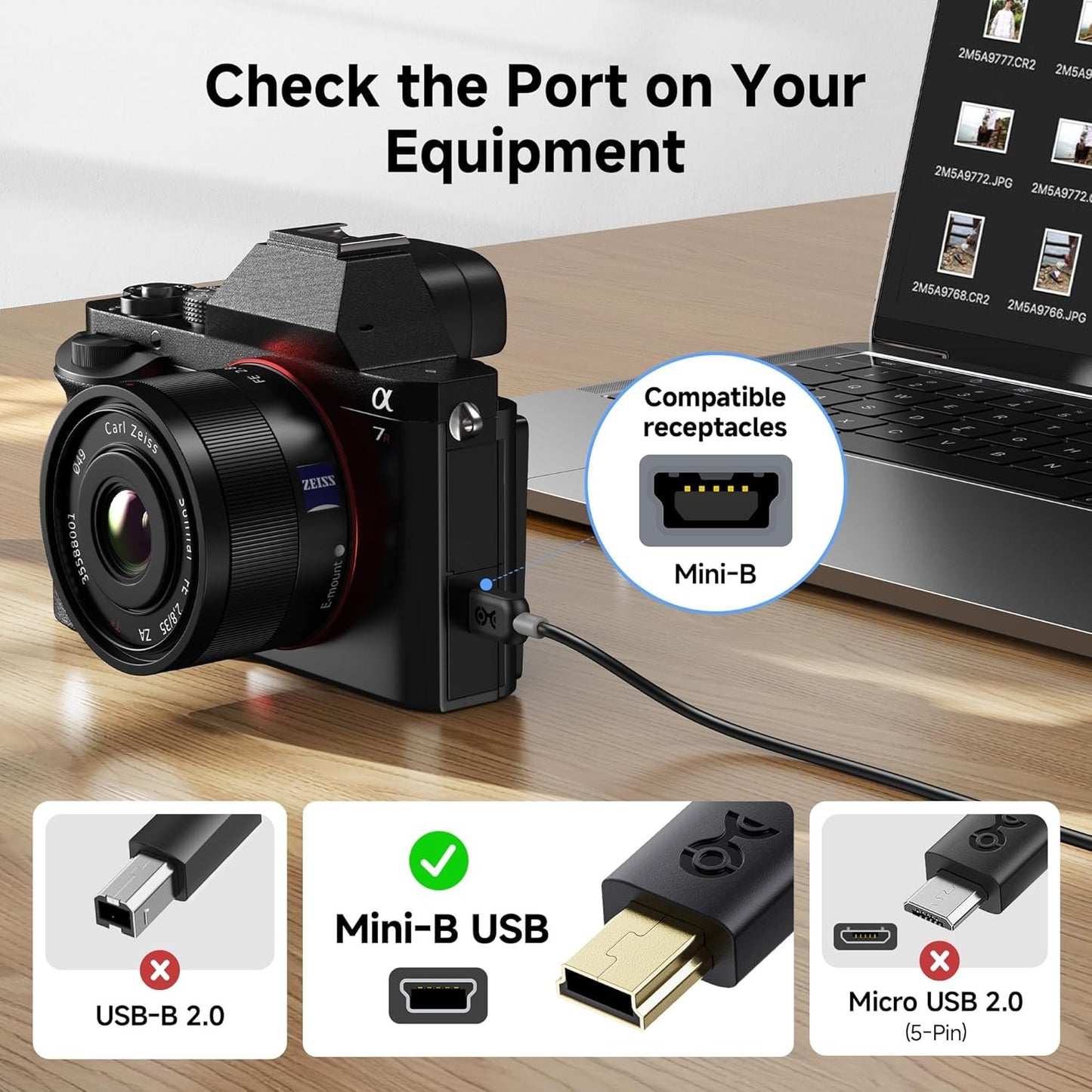 Cable Matters Mini USB to USB C Cable - 1m, 15W Charging, 480Mbps Data, USBC to MiniUSB Cable for Game Controller, Camera, GPS, Dash Cam, Black
