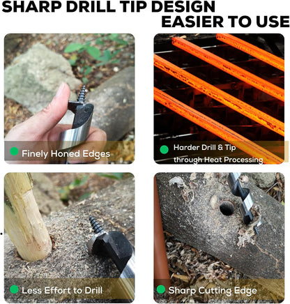 MinliGUY Hand Auger Wood Drill, Upgrade Welds Bushcraft Auger w/ Sharp Scottish Eye, Survival Tools for Bushcraft Projects/ Camping/Outdoors, 1*10inch Settlers Wrench & Folding Saw Kit, Bushcraft Gear
