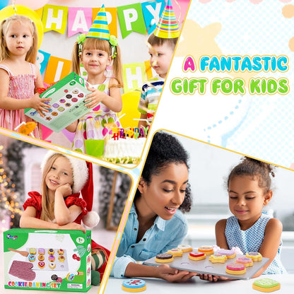 Slice and Bake Wooden Cookie Play Food Set for Kids Kitchen - Toy Food Accessories - Kids Pretend Cookies and Baking Sheet, Toy Baking Set for 3+ Year Old Boys Girls Birthday Gifts