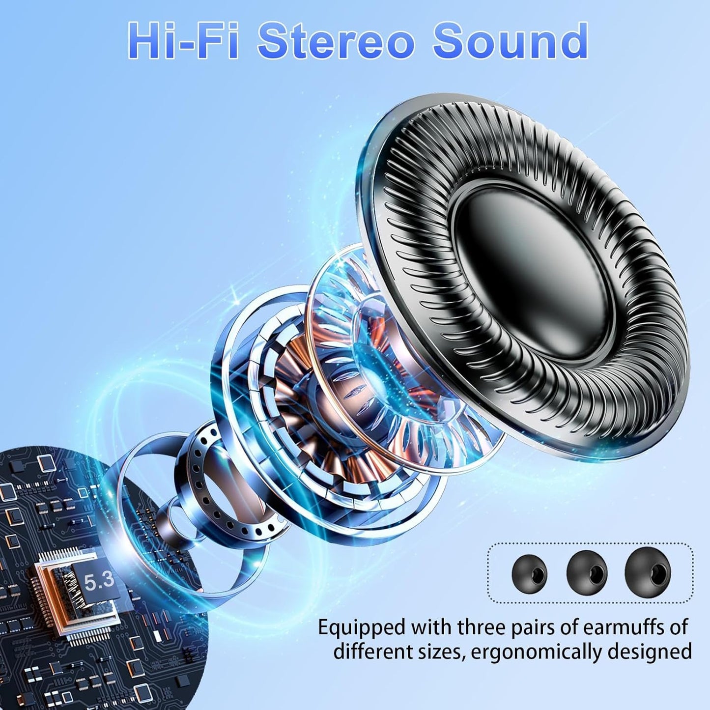 Wireless Earbuds, Headphones Bluetooth 5.3 with HiFi Stereo Sound, Bluetooth Earbuds with 4 ENC Noise Canceling Mics, 56 Hrs Playtime in Ear Earphones, USB-C, IPX7 Waterproof Ear Buds for iOS/Android